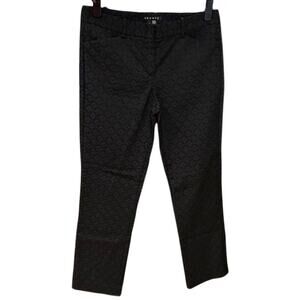 THEORY Black Izelle Charismatic Jacquard Geometric Pants Business Office Size 4